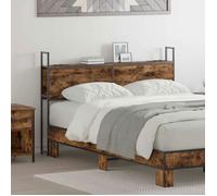 Lit complet - meuble et sommier et matelas Vidaxl Headboard de Rangement avec Station de Charge Chêne fumé 120 cm
