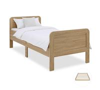 Lit Confort 90x200 cm Naturel | Lit senior réglable en hauteur avec sommier | Lit simple | Bois