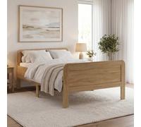 Homestyle4u Lit confortable, pour personnes âgées, 120 x 200 cm, hauteur de confort, en bois naturel, entrée surélevée, article 3120