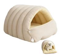 Lit confortable pour chat, amovible, doux et chaud, lit de grotte fermé pour chat, sac de couchage lavable pour animaux compagnie avec bouton pour l'hiver par temps froid 17, 7 x 11, 8 x 7, 5 cm
