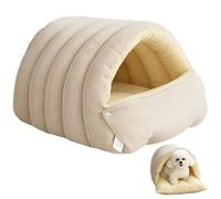 Lit confortable pour chat, amovible, doux et chaud, lit de grotte fermé pour chat, sac de couchage lavable pour animaux compagnie avec bouton pour l'hiver par temps froid 17, 7 x 11, 8 x 7, 5 chaud