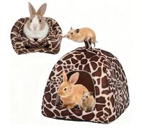lit Confortable pour Petits Animaux d'hiver, Cabane Cochon d'Inde avec Coussin Amovible en Peluche, Maison pour Cochon d'Inde Peluche Lapin Grotte pour Lapins Nains, Chinchillas, Hamsters