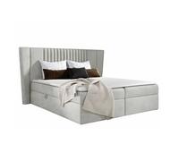 Lit continental Baltimore 184, Double, Gris, Tapisserie, 253x214x103cm
