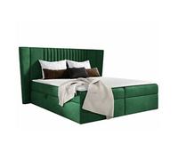 Lit continental Baltimore 184, Double, Vert, Tapisserie, 253x214x103cm