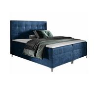 Lit continental Baltimore 185, Double, Bleu, Tapisserie, 185x208x112cm
