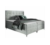 Lit continental Baltimore 185, Double, Gris, Tapisserie, 185x208x112cm