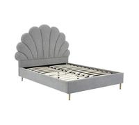 Lit coquillage 160 x 200 cm - Tissu - Gris clair - LIVAYA