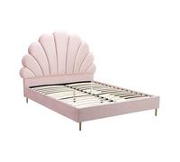 Lit coquillage 160 x 200 cm - Velours - Rose - LIVAYA