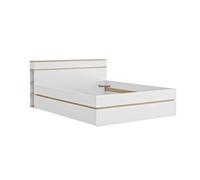 Lit cosy blanc effet bois avec rangement intégré 140cm x 200cm