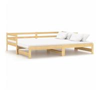 Lit coulissant 2 places 2x90x200 cm Bois Pin Massif Lit Extensible Marron