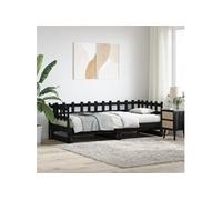 Vidaxl Lit Coulissant Sans Matelas Noir 2x(90x190) Cm Bois Massif Marron