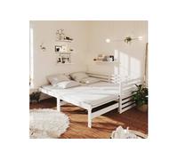 Vidaxl Lit Coulissant 2x(90x200) Cm Blanc Bois De Pin Massif Blanc