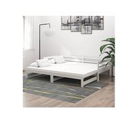 Vidaxl Lit Coulissant 2x(90x200) Cm Blanc Bois De Pin Massif Blanc