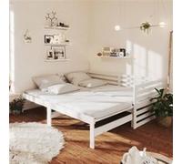 Lit coulissant 2x(90x200) cm Blanc Bois de pin massif