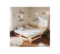 vidaXL Lit coulissant 2x(90x200) cm Bois de pin massif Marron G