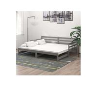 Vidaxl Lit Coulissant 2x(90x200) Cm Gris Bois De Pin Massif Gris