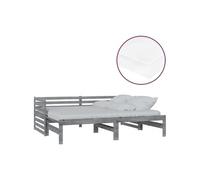 Vidaxl Lit Coulissant 2x(90x200) Cm Gris Bois De Pin Massif Gris