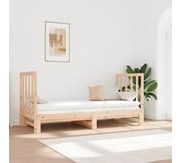 Lit coulissant 2x90x190 cm en pin massif sans matelas, jour 2 places extensible, sommier à lattes avec tête de lit, cadre pour chambre salon invités, rangement gain de place, facile assembler