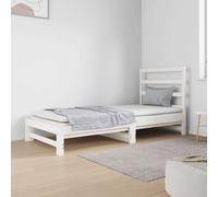 vidaXL Slaapbank uitschuifbaar massief grenenhout wit 2x(90x190) cm3124748 Blanc G