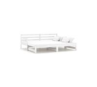 vidaXL Lit coulissant Blanc Bois de pin massif 2x(90x200) cm
