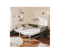 Lit coulissant Gris Bois de pin massif 2x(90x200) cm