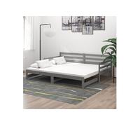 Lit coulissant Gris Bois de pin massif 2x(90x200) cm