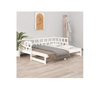 Lit Coulissant Blanc Bois de Pin Solide 2x(80x200) cm Canapé-lit Salon vidaXL