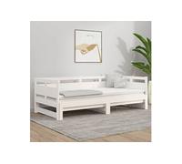 vidaXL Lit Coulissant Lit de Jour Canapé-lit Cadre de Lit d'Invité Lit d'Appoint Canapé de Salon Chambre Blanc Bois de Pin Solide 2x(80x200) cm Blanc G