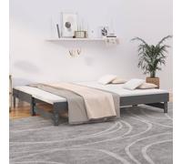 823391 vidaXL Lit coulissant Gris 2x(90x190) cm Bois de pin massif