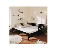 vidaXL Lit coulissant Noir Bois de pin massif 2x(90x200) cm Noir