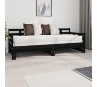 Lit Coulissant Noir Bois de Pin Solide 2x(80x200) cm Lit de Jour Salon vidaXL