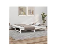 Vidaxl Lit Coulissant Blanc 2x(100x200) Cm Bois De Pin Massif Blanc