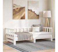vidaXL Lit coulissant lit de jour canapé salon Bois de pin massif Blanc 2x(90x200) cm sans matelas