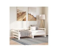 Vidaxl Lit Coulissant Blanc 2x(80x200) Cm Bois De Pin Massif Blanc