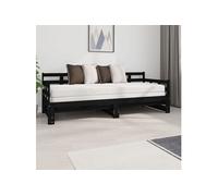 Vidaxl Lit Coulissant Noir Bois De Pin Solide 2x(80x200) Cm Marron