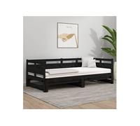 vidaXL Lit coulissant Noir Bois de pin solide 2x(90x190) cm 820326