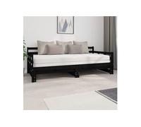 Lit coulissant sans matelas noir 2x(90x200) cm