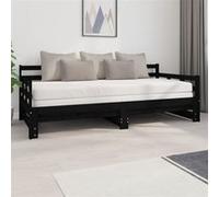 Lit coulissant sans matelas noir 2x(90x200) cm