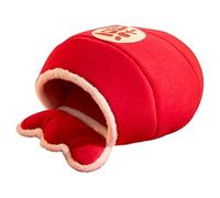 Lit couvert pour chat, maison chaude et douce, motif rouge - Lit cachette pour chat - pour chaton petit animal domestique intérieur extérieur maison sommeil d'hiver