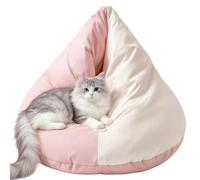 Lit Couvert pour Chat Nid À Capuche en Forme De Boule De Riz avec Coussin | Couchage lavable félin Maison Chambre Salon Appartement Hiver Balcon Intérieur Rose