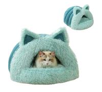 Lit couvert pour chien, lit fermé pour chat | Lit pour chat à capuche en peluche Maison de lit pour chat mignonne avec oreilles de chat - Maison intérieure pour chat, cachette confortable pour chat, p
