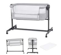 Lit d’appoint 2 en 1 KINDERKRAFT NESTEE UP 2 , Autonome - 5 niveaux de hauteur, Matelas inclus, Gris