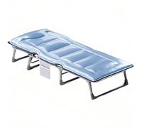 Lit D'appoint 1 Personne pour Adultes, Lit de Camping avec Oreiller Intégré, Tissu en Soie Glacée, Sommeil Prolongé sans Transpiration, Pliant Portable, Cadre en Métal Robuste(190CM)