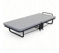 Lit Dappoint 1 Personne pour Adultes, Lit de Plage Pliable avec Matelas, Peu Encombrant, avec 4 Roues Universelles et Cadre en Métal, pour Les Voyages en Voiture et Les(90cm)