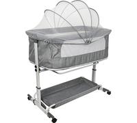 Lit d'appoint berceau Co-Sleeper avec moustiquaire et roulettes lit bébé indépendant réglable en hauteur 95×58×74-90cm gris