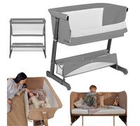 Lionelo Lit bébé 5en1 Thomi Plus – Lit cododo, parc, canapé‑lit, 2 matelas, jusqu'à 100 kg – Gris