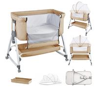 Lit d'appoint pour bébé Berceau autonome - avec matelas,hauteur réglable pliable Kaki