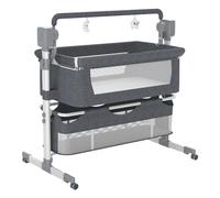 Lit d'appoint pour Bébé Lit Bébé de Cododo Convertible Multifonctionnel Portable Pliable Berceau à Balançoire pour Bébé avec Musique Bluetooth 5 Vitesses de Balancement Télécommande (Grey-1)