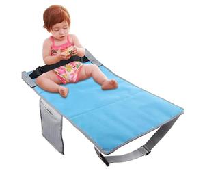 Lit d'avion pour tout-petit, extension de siège d'enfants réglables pliants pour enfants avec sac de rangement pour la plupart des sièges d'avion (Bleu)