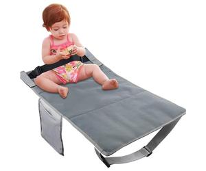 Lit d'avion pour tout-petit, extension de siège d'enfants réglables pliants pour enfants avec sac de rangement pour la plupart des sièges d'avion (Gris)